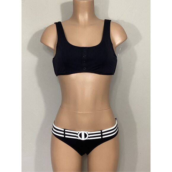 New. Seafolly belted black bikini set. US 4DD-top/6-bottom. Retails $189 - Picture 7 of 16